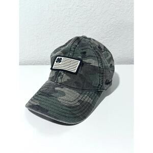 Black Clover Mens Golf Hat Camo Black and White Flag Clover Adjustable One Size